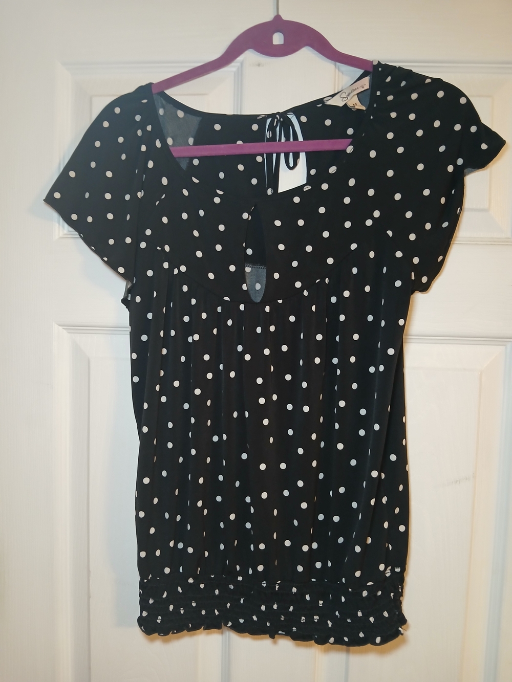 Black Polka Dot Short Sleeve Women’s Top